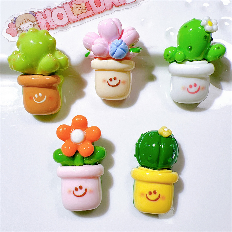 Cactus Mix Pot - 10Pcs Kawaii Cactus Flower Pot Flatback