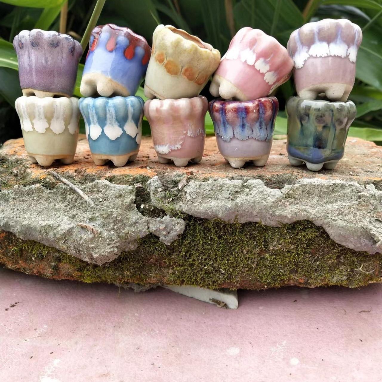 10Pcs Mini Ceramics Fowerpot M - Cactus Mix Pot recension och pris